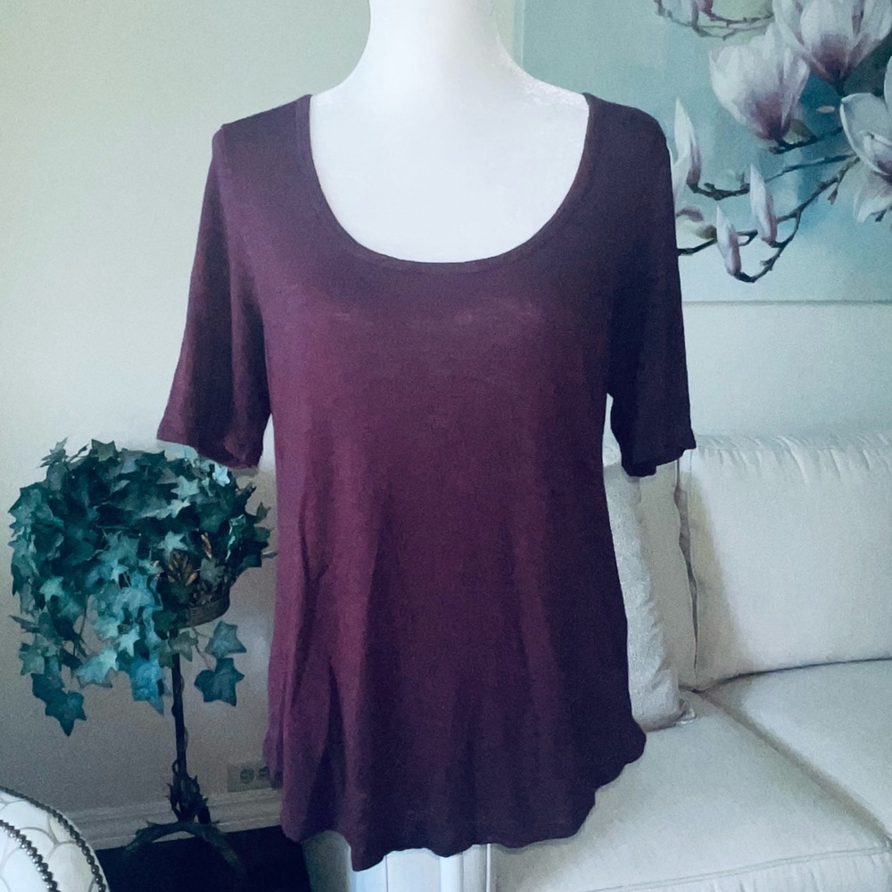 Madewell Burgundy Scoop Neck Tee Shirt